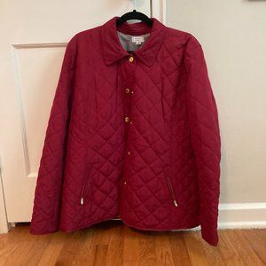 Crown and Ivy Red Quilted Jacket w/ Checked Lining
